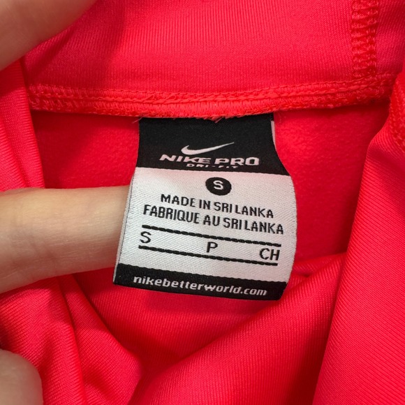 Nike Pro Dri FIT Neon Pink Long Sleeve Cowl Neck Athletic Top Women's Size S - Picture 3 of 8